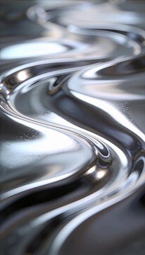 Liquid metal chrome surface abstract background smooth curve wave reflection metallic fluid shine futuristic texture glossy pattern elegant shimmer cool tone mood