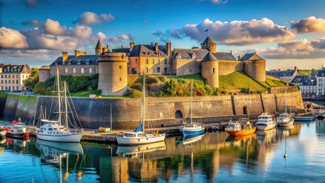 Harbor and old castle of city brest