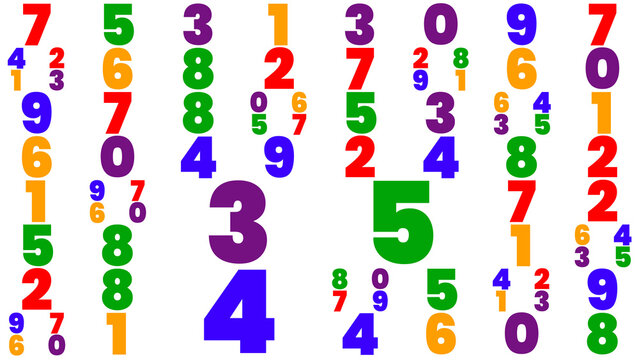 Colorful multicolored digits and numbers pattern background