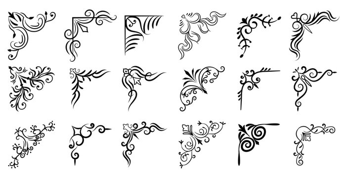 Vector illustration of decorative corner frame set