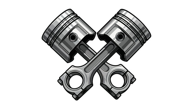 Crossed Engine Pistons, Automotive Mechanical Parts, Industrial Design
