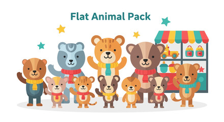 Obraz premium Animal pack vector illustration. Cartoon bear characters. Vector design.