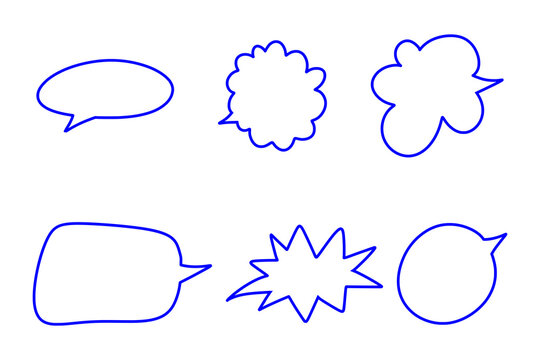 Blue Speech Bubble Outlines Vector Set for Chat and Communication Design