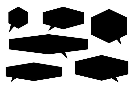 Black Rectangular Speech Bubbles and Text Boxes Design Set