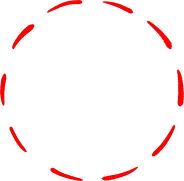 Circular Round Frames with Red Lines, Hand-Drawn Geometric Outline Vector Design