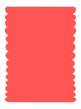 Red Hand-Drawn Wavy Frame, Rectangle Text Box Blank Template Vector Illustration