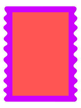 Hand-Drawn Wavy Frame, Red and Purple Rectangle Text Box Blank Template Vector Illustration