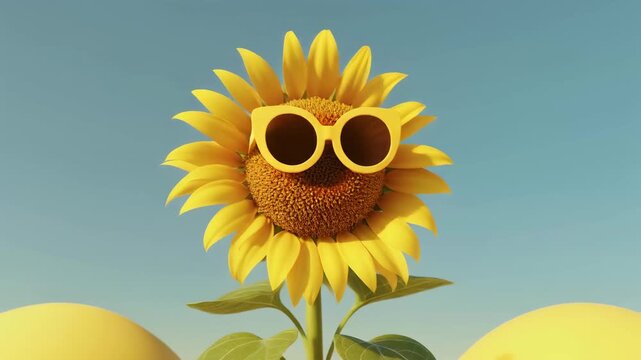 Sunflower Wearing Sunglasses in the Sun 4K Generative AI