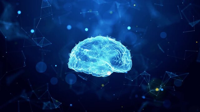 Artificial Intelligence Brain with Neural Network Connections, Futuristic Digital Mind Visualization, Machine Learning, Deep Learning, Cognitive Computing and Innovation Technology Background Concept