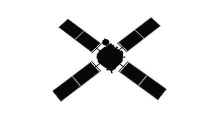 Satellite with solar panels black silhouette © MDALTUFHOSAIN