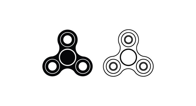Fidget spinner silhouettes on a white background silhouette