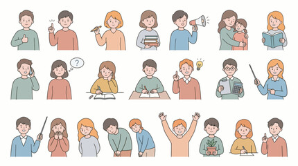 Fototapeta premium Professional and Educational Character Set for Corporate and Academic Use Vector Illustration
