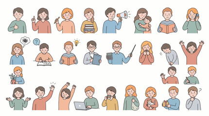 Fototapeta premium Diverse Daily Life and Social Character Collection for Professional and Personal Use Vector Set