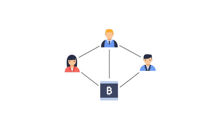 Fototapeta premium Connected group of people with bitcoin cryptocurrency icon. EPS Editable. Vector Illustrations.