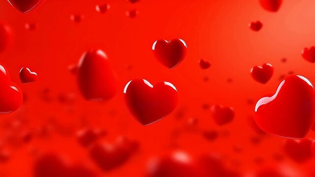 Digital romantic red heart shaped geometric background