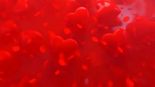 Digital romantic red heart shaped geometric background