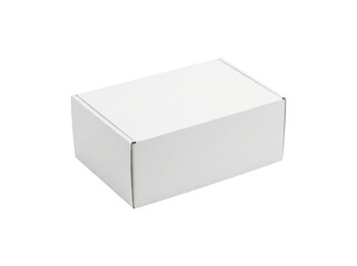 Fototapeta premium Blank white cardboard box isolated on transparent background, ready for packaging design, branding mockups, product presentations, and print-on-demand applications.