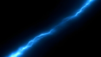 Obraz premium Bright Blue Lightning Bolt Strike on Black Background