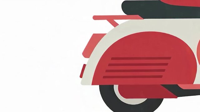 Minimalist Vector Illustration of a Person Riding a Red Scooter
