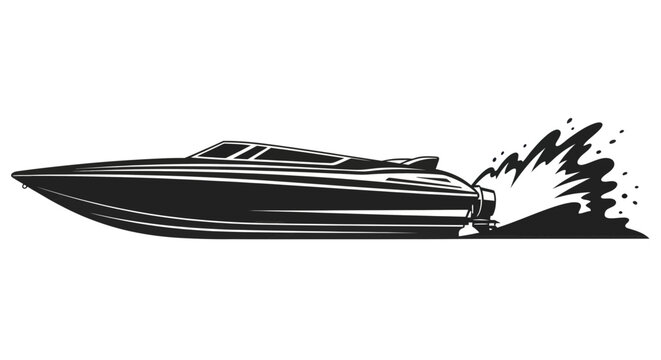 Speedboat Silhouette - Fast Watercraft Vector Icon