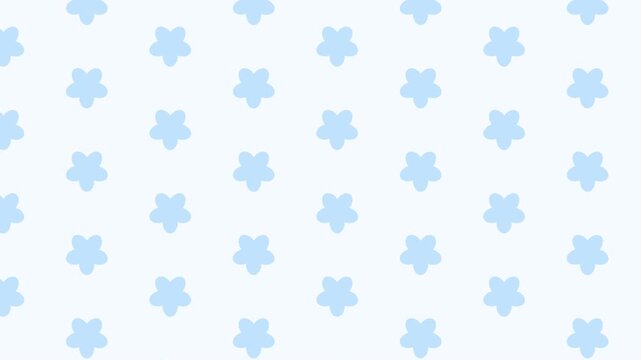 Light Blue Floral Pattern Animation Diagonal Motion Seamless Cute Background 4K 60fps