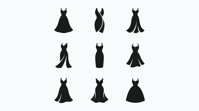 Collection of various evening gowns.