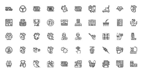 Fototapeta premium Cardiology Heart Medical Health Care Icon Set