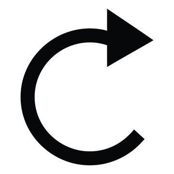 Black curved arrow rotating right circular motion symbol icon icon