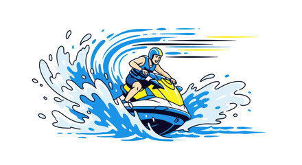 Jet Ski Rider on Water Wave, Summer Fun and Extreme Sport © mesa