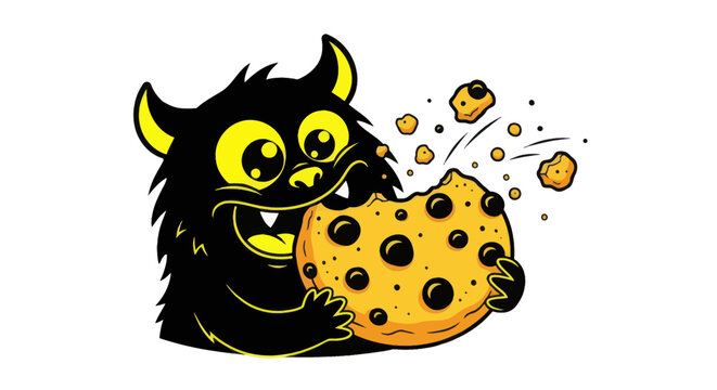 Cute Monster Eating a Cookie