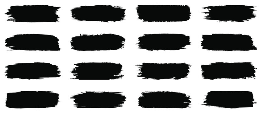 Brush strokes. Paint, ink brush, brush strokes, brushes, lines, frames, grungy rough grunge thick paint line texture. Brush line set. vector illustration