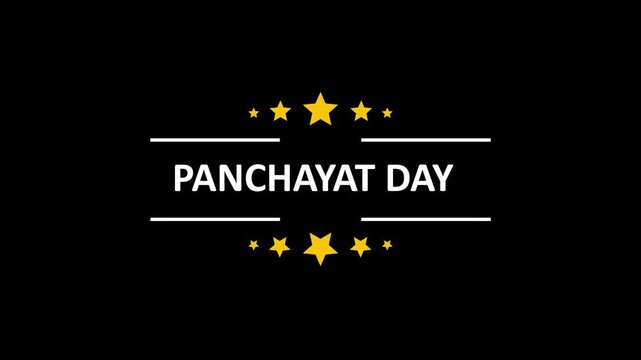 Panchayat day celebration animation with golden stars on black background, indian holiday