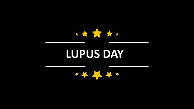 Animated lupus day awareness with golden stars on black background, for health campaigns