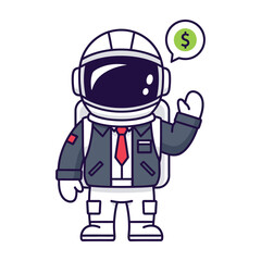Obraz premium Astronaut in business attire with dollar sign speech bubble