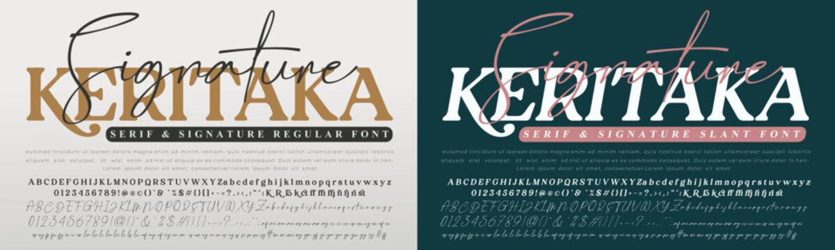 Keritaka signature or script and serif alphabet