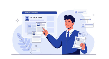 Fototapeta premium Recruitment Process: Candidate Selection CV Shortlist