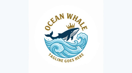 stylized whale logo in a circular emblem © aseenz imagine