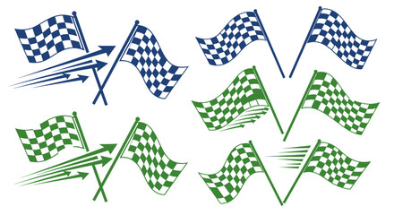 Fototapeta premium Racing Flags Set, Checkered Flags, Speed, Victory, Competition, Sports