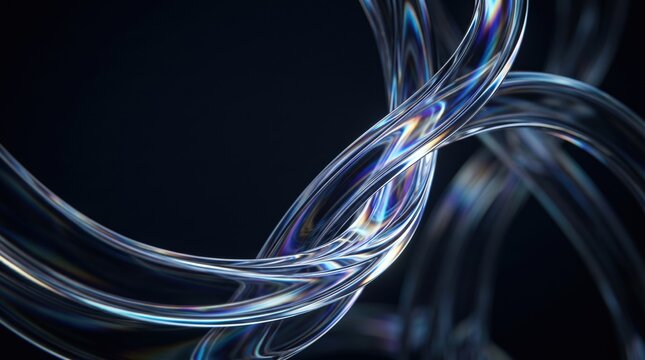 Digital connectivity and fiber optics concept, abstract 3D render of translucent glass strands. Technology innovation and data transmission for network communication background.