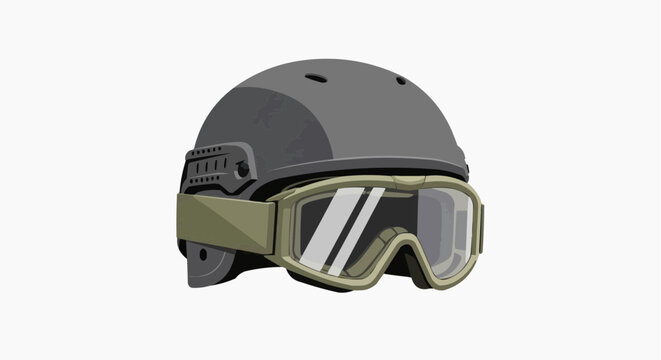 Tactical helmet with protective goggles, designed for safety and performance in demanding environments