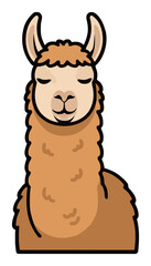 Fototapeta premium Sleeping alpaca front view flat vector character. Generative AI