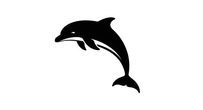 Black Dolphin Silhouette Jumping Out of Water