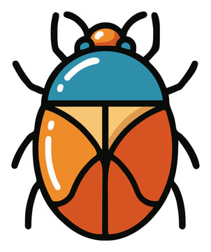 Shield bug insect top-down view vector illustration. Generative AI