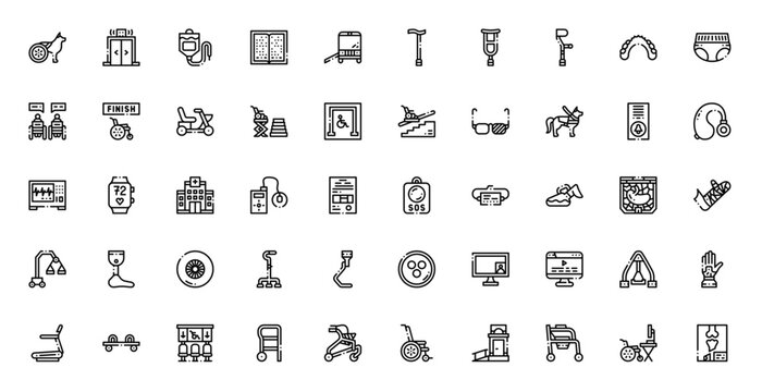 Disabled People Assistance Accessibility Help Icon Set