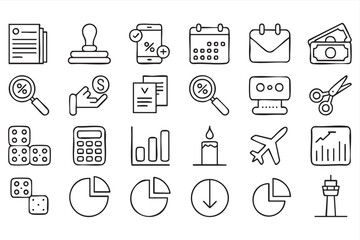 Fototapeta premium Minimal Finance Vector Symbols For Payment Sales And Investment Design