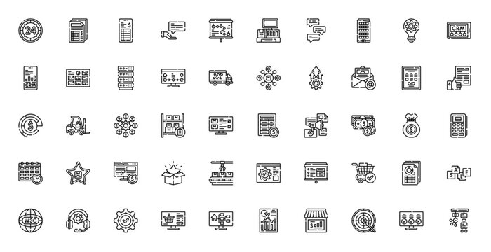 Enterprise Resource Planning ERP Business Software Icon Set