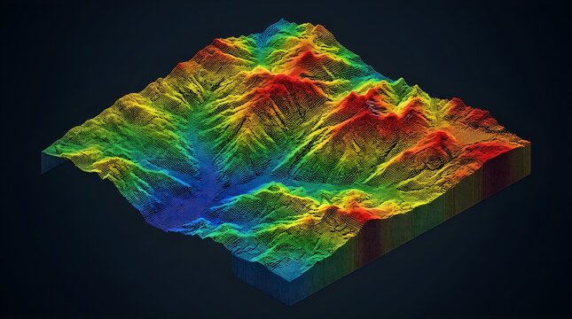 Elevated 3D GIS Terrain Model with DEM and DSM Data Visualization for Topographic Analysis and Watershed Mapping