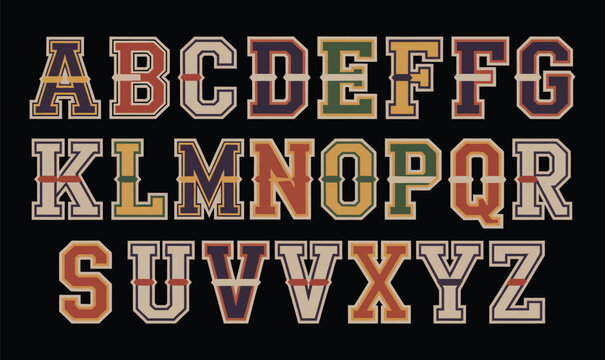 Vintage Varsity Alphabet Letters Vector Set for Sports Branding and Collegiate Apparel Design