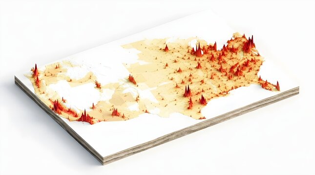 3D GIS Terrain map of national data. Digital Elevation Model (DEM) and Digital Surface Model (DSM) are on this floating slab for spatial analysis