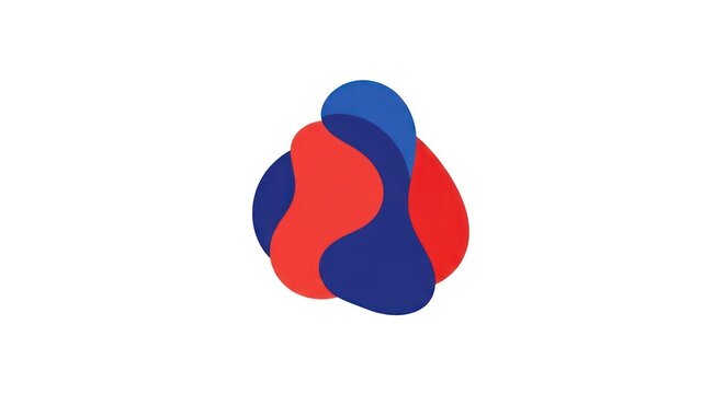 Symmetrical blue and red organic interlocking shapes